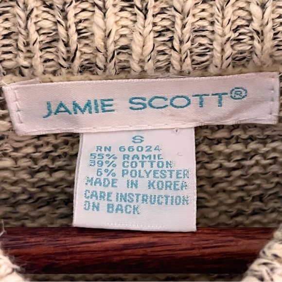 Vintage Jamie Scott Yellow & Gray Striped Mock Neck Sweater, Size S - Picture 2 of 6